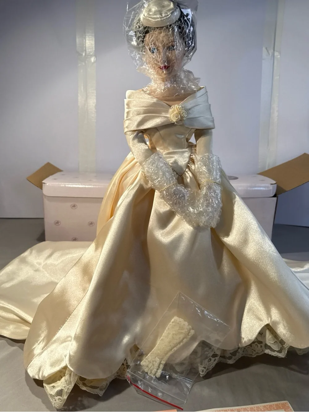 Ashton Drake Beth 1960’s wedding dress Collector Bride Doll in Cream Satin Gown